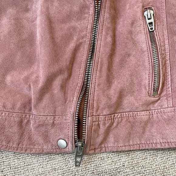 BlankNYC Pink Suede Moto Jacket In Coral Cedar Size M - Picture 8 of 14
